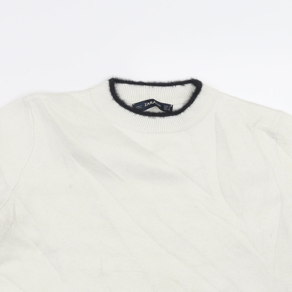 Zara Knit Womens Ivory  Knit Pullover Jumper Size S