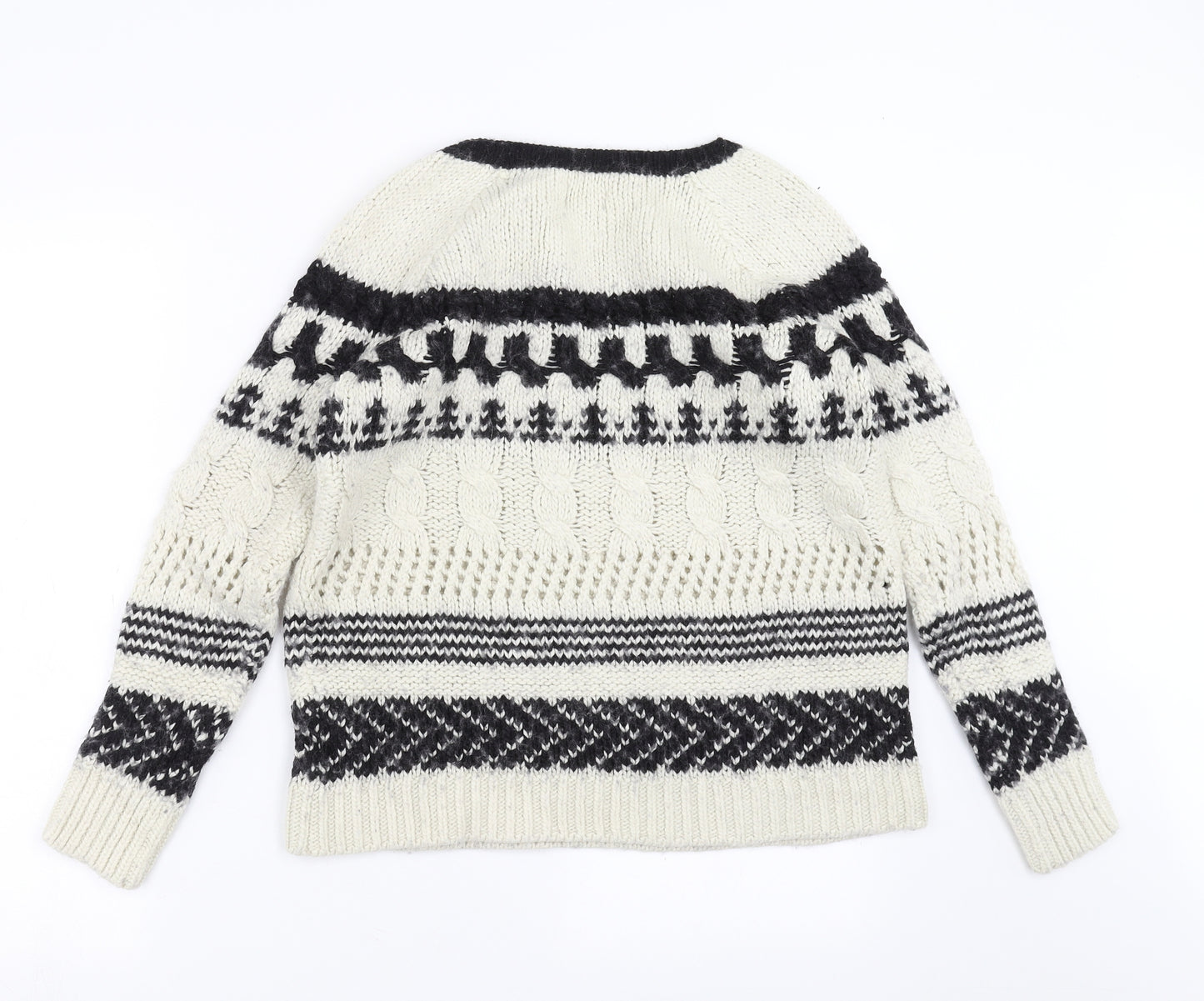 American Eagle Outfitters Womens Beige Geometric Knit Pullover Jumper Size S