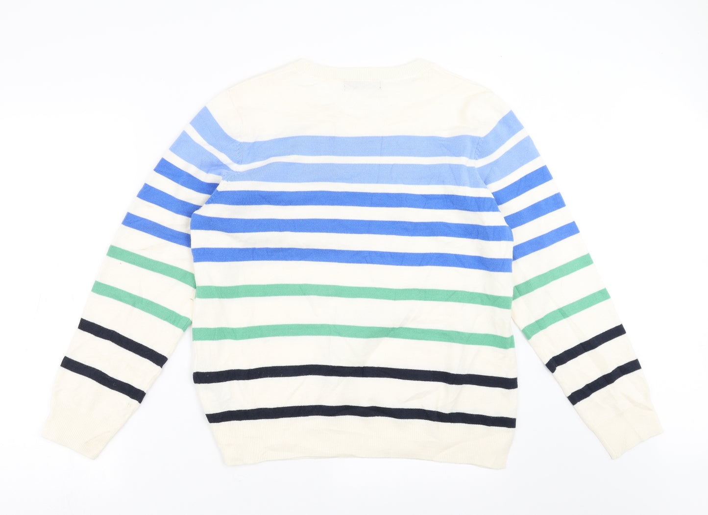 Marks and Spencer Womens Ivory Striped Knit Pullover Jumper Size 16