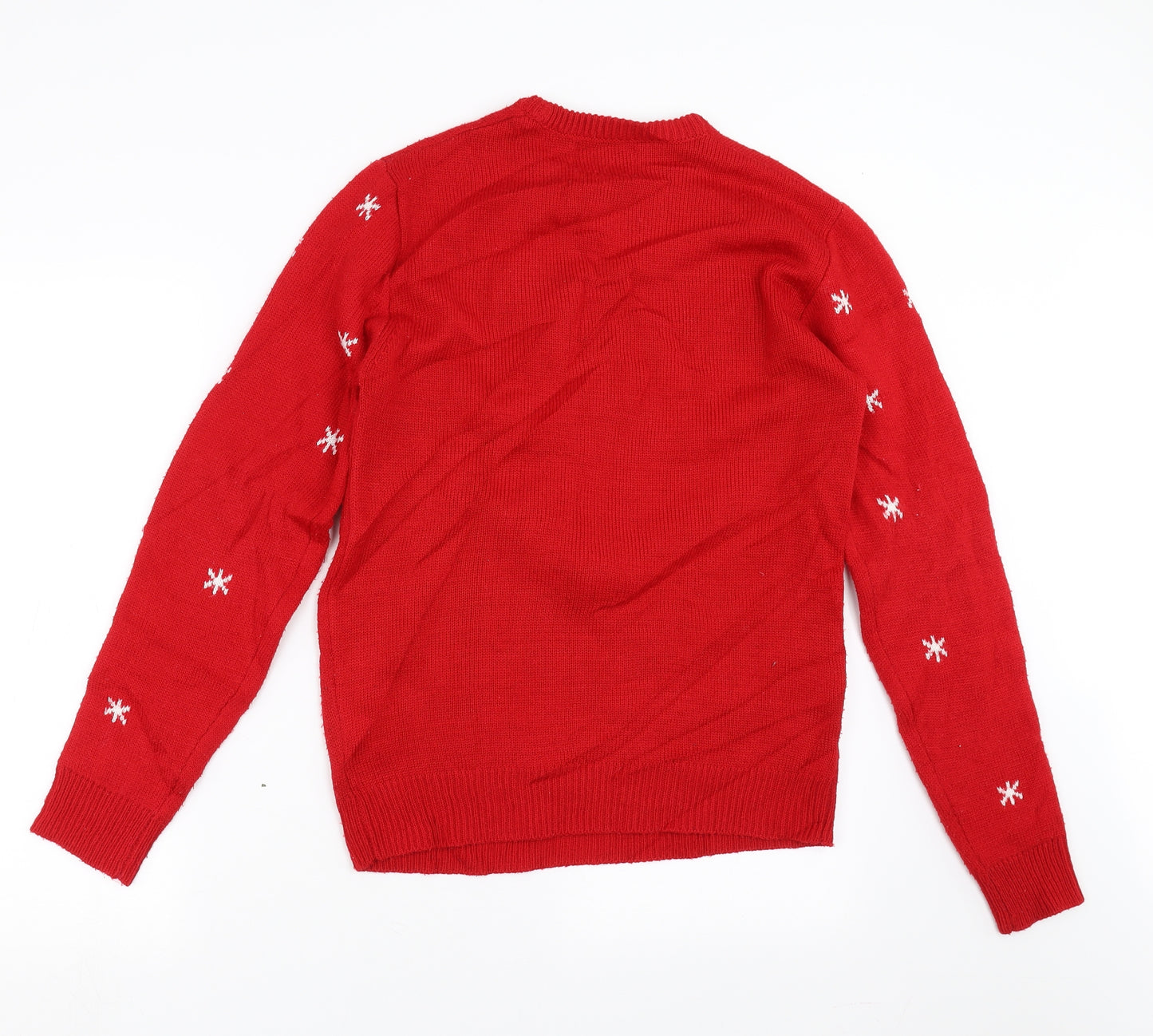 Primark Mens Red  Knit Pullover Jumper Size S  - Reindeer Christmas