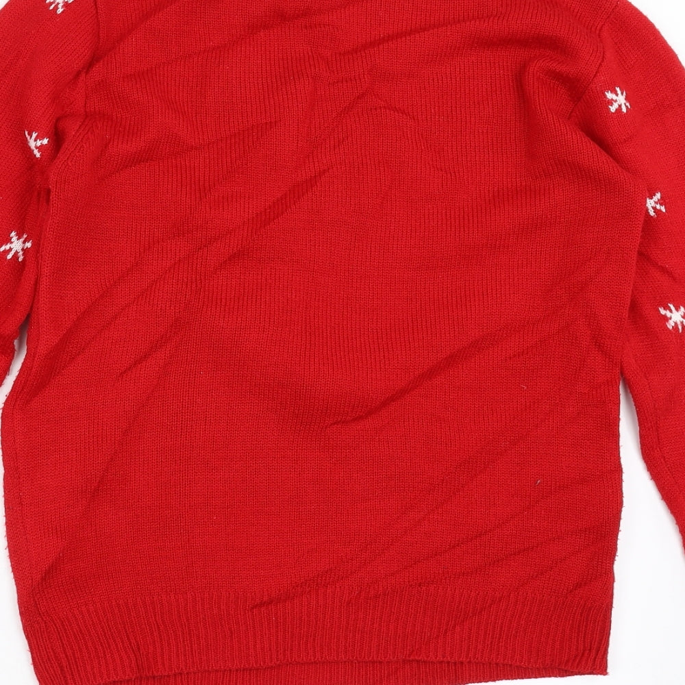 Primark Mens Red  Knit Pullover Jumper Size S  - Reindeer Christmas