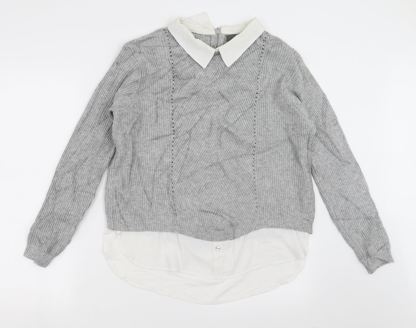 Primark Womens Grey  Knit Pullover Jumper Size L  - under blouse detail