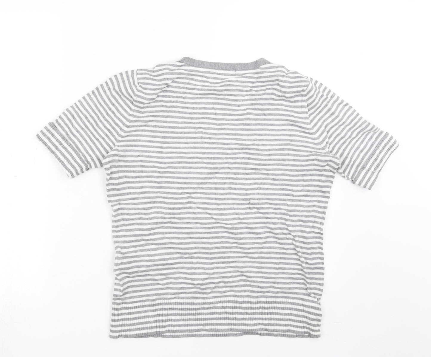 PLANET Womens Grey Striped Knit Pullover Jumper Size M