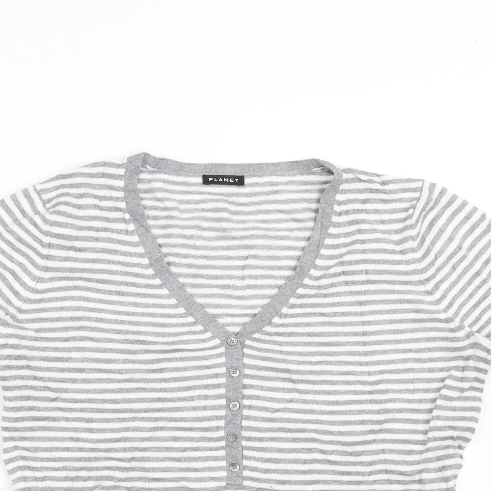 PLANET Womens Grey Striped Knit Pullover Jumper Size M