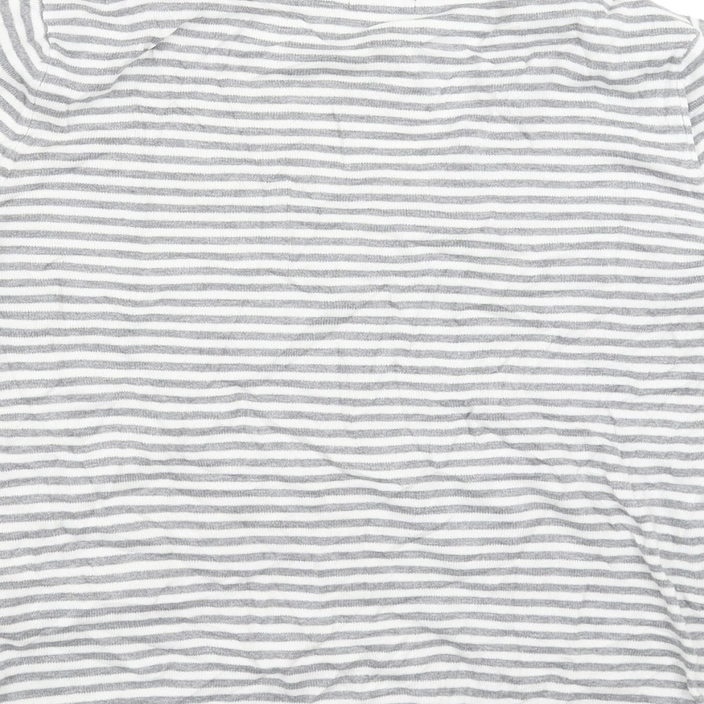 PLANET Womens Grey Striped Knit Pullover Jumper Size M