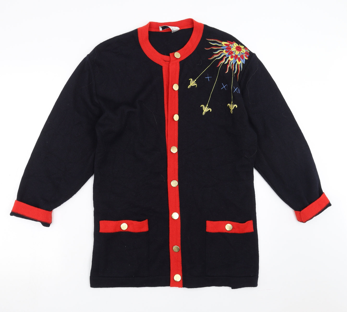 Separa Womens Blue  Knit Cardigan Jumper Size 16  - Embroidered detail