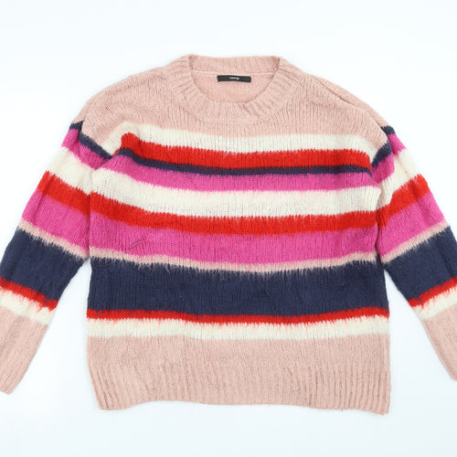 George Womens Pink Striped Knit Pullover Jumper Size 12