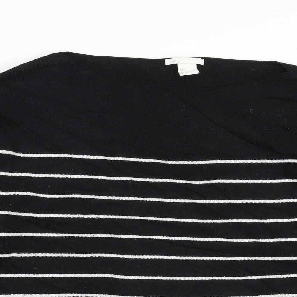 H&M Womens Black Striped Knit Pullover Jumper Size L