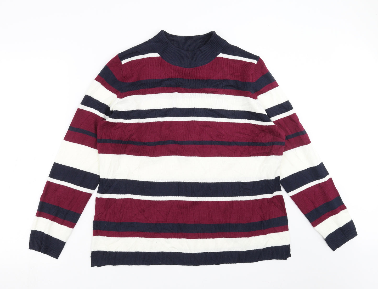 Papaya Womens Purple Striped Knit Pullover Jumper Size 18