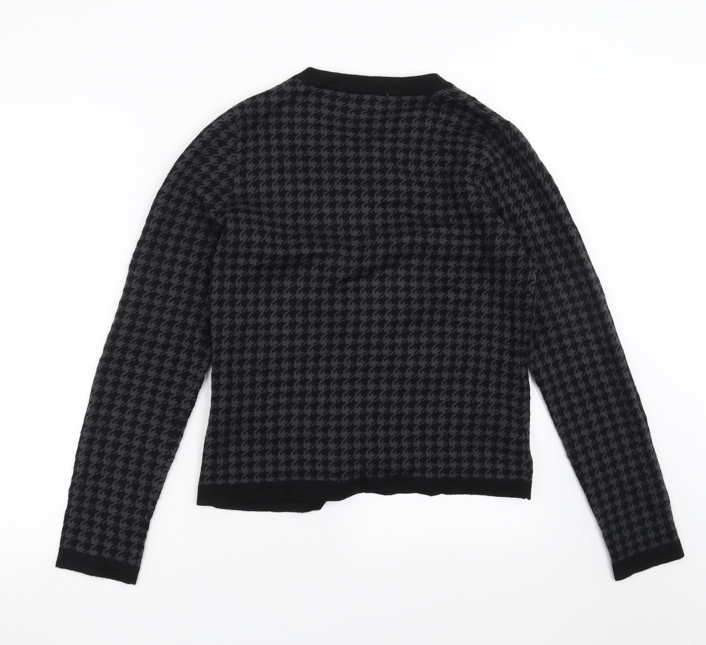 Uniqlo Womens Black Houndstooth Knit Cardigan Jumper Size M