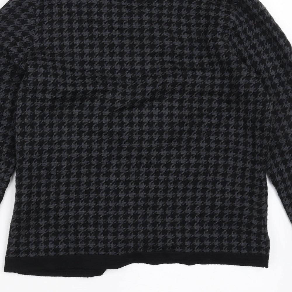 Uniqlo Womens Black Houndstooth Knit Cardigan Jumper Size M