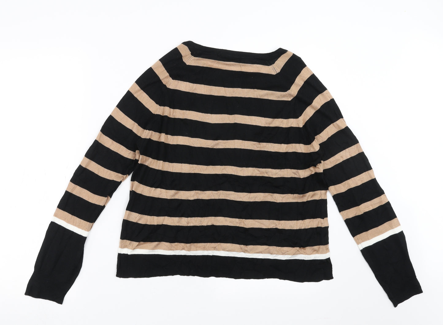Zara Womens Black Striped Knit Pullover Jumper Size S