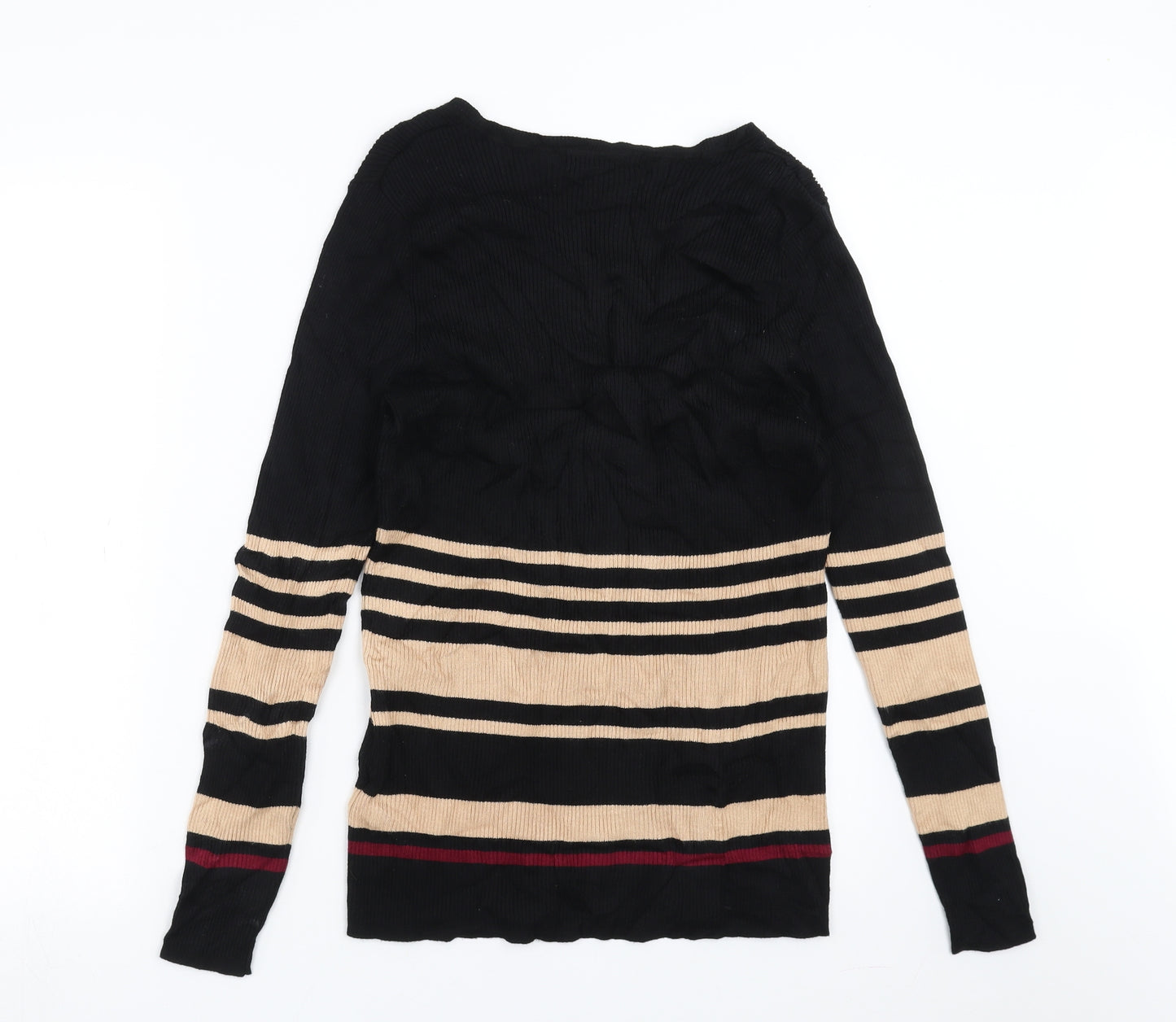 Marks and Spencer Womens Black Striped Knit Pullover Jumper Size 16