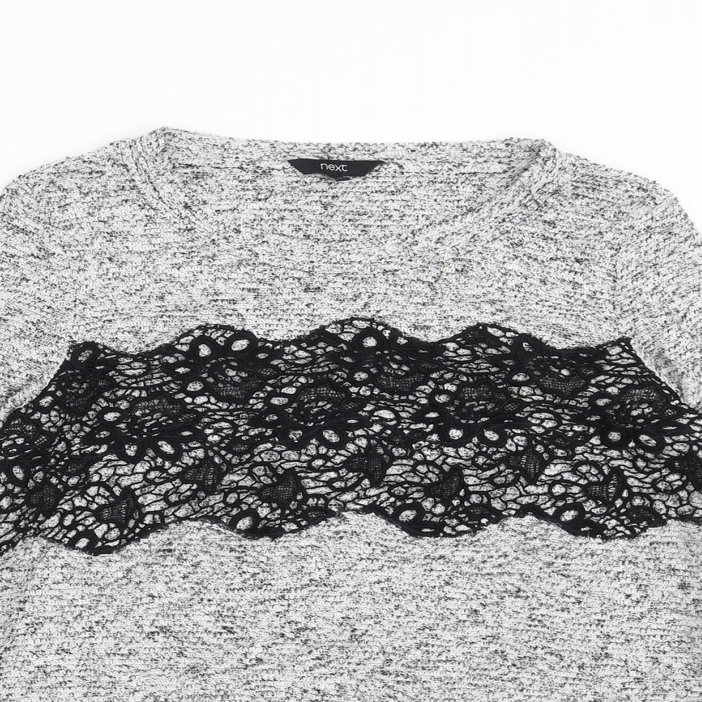 NEXT Womens Grey   Pullover Jumper Size 12  - crochet detail