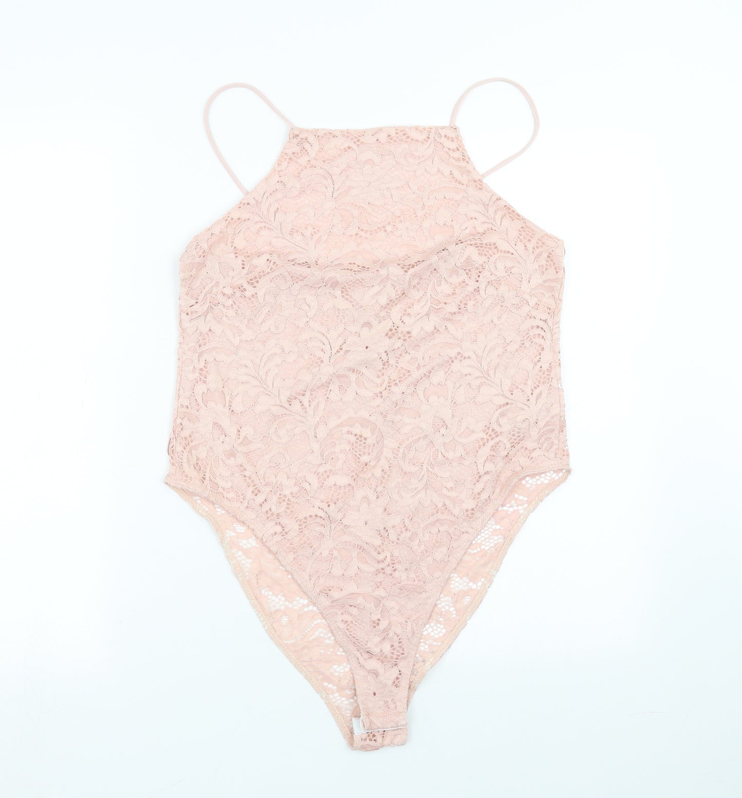Miss Selfridge Womens Pink Floral  Bodysuit One-Piece Size 14  - lace