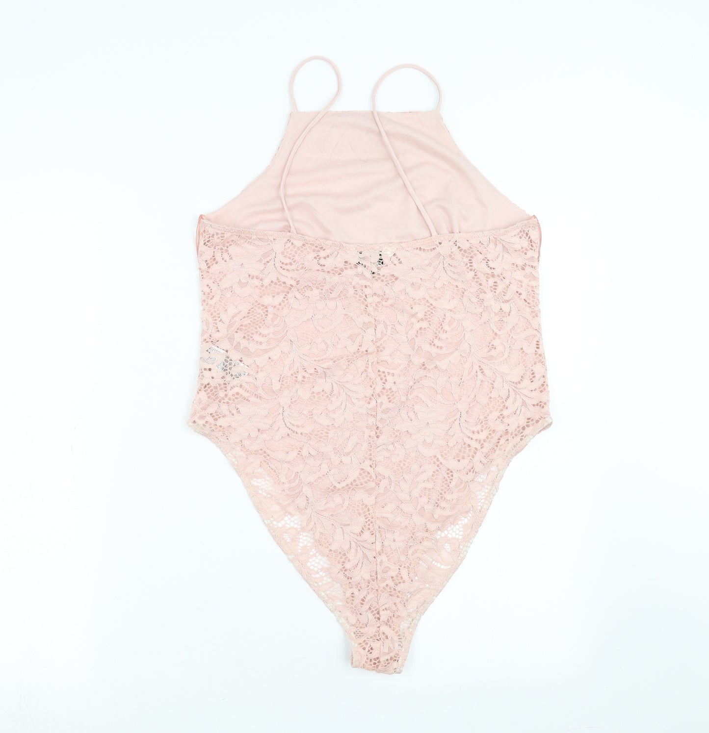 Miss Selfridge Womens Pink Floral  Bodysuit One-Piece Size 14  - lace