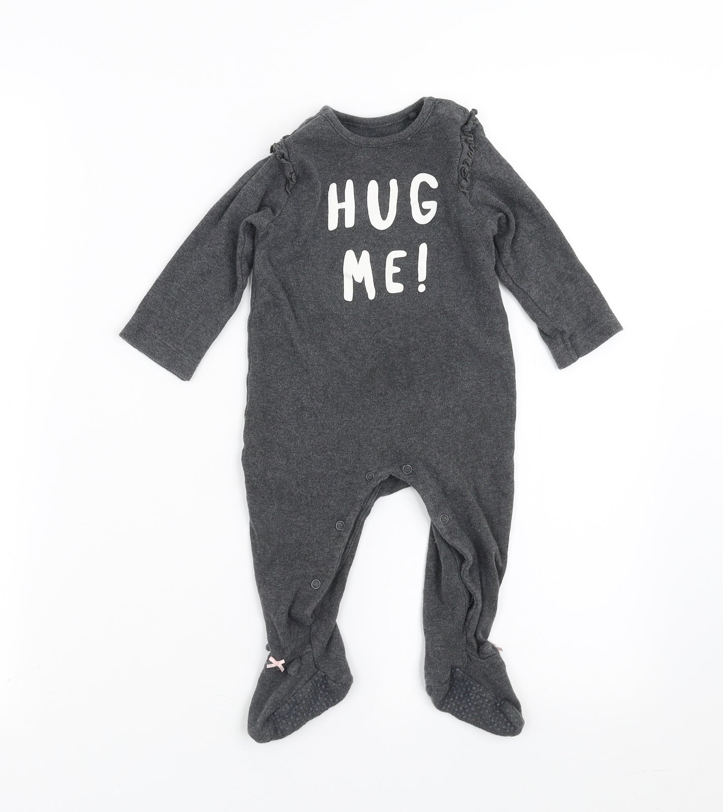 Sainsburys  Baby Grey   Babygrow One-Piece Size 6-9 Months  - hug me