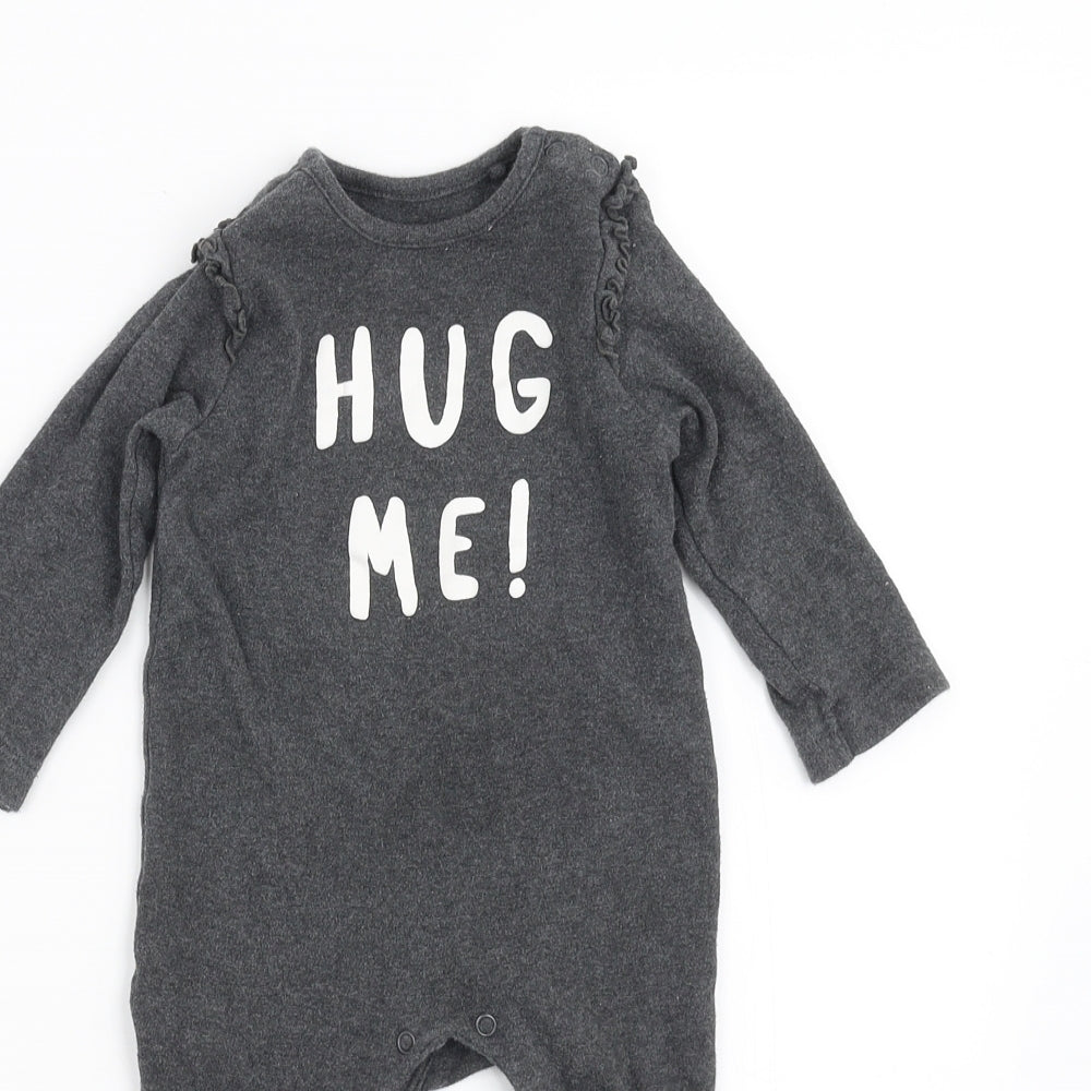 Sainsburys  Baby Grey   Babygrow One-Piece Size 6-9 Months  - hug me