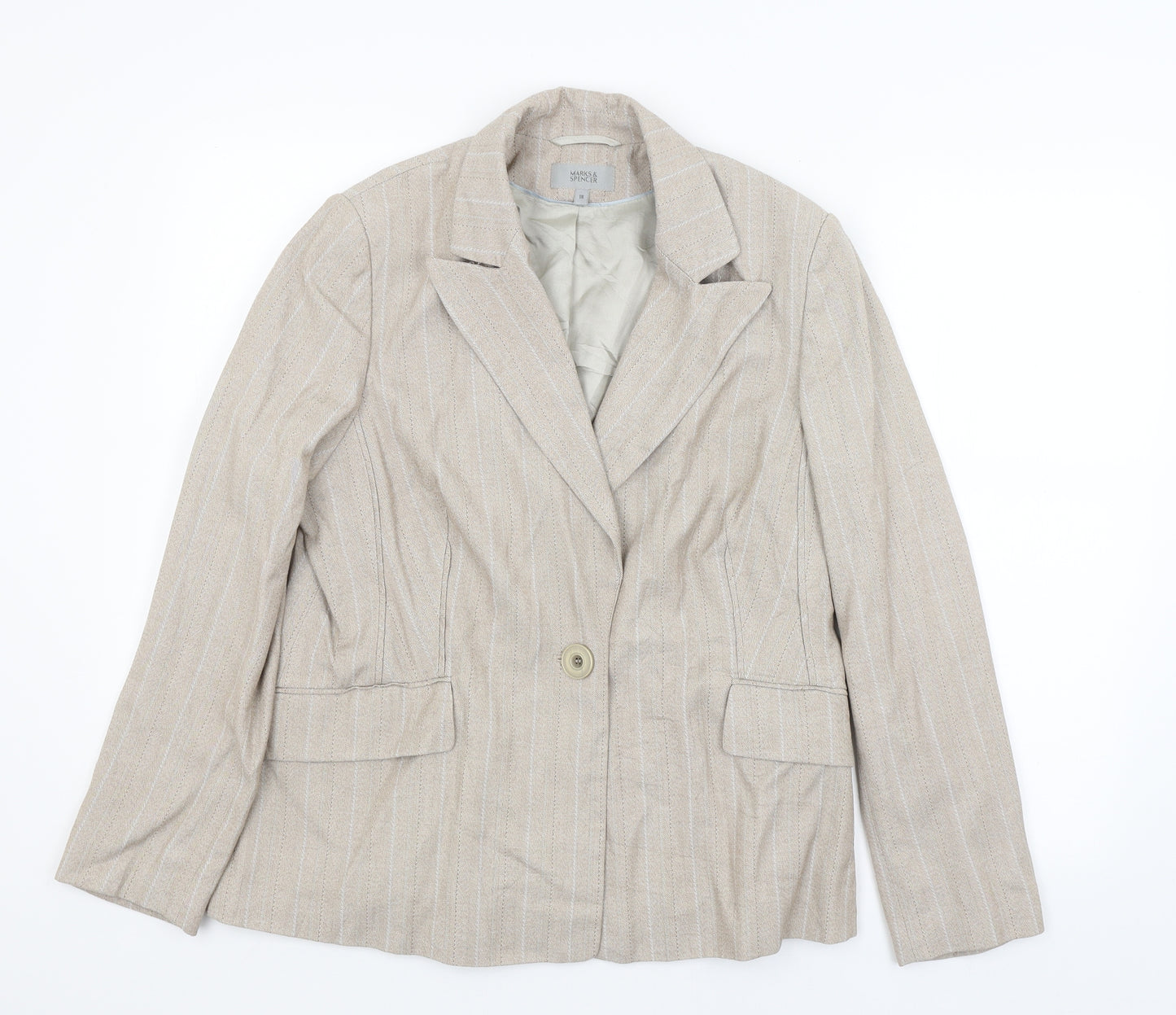 M&S Womens Beige   Jacket Blazer Size 18