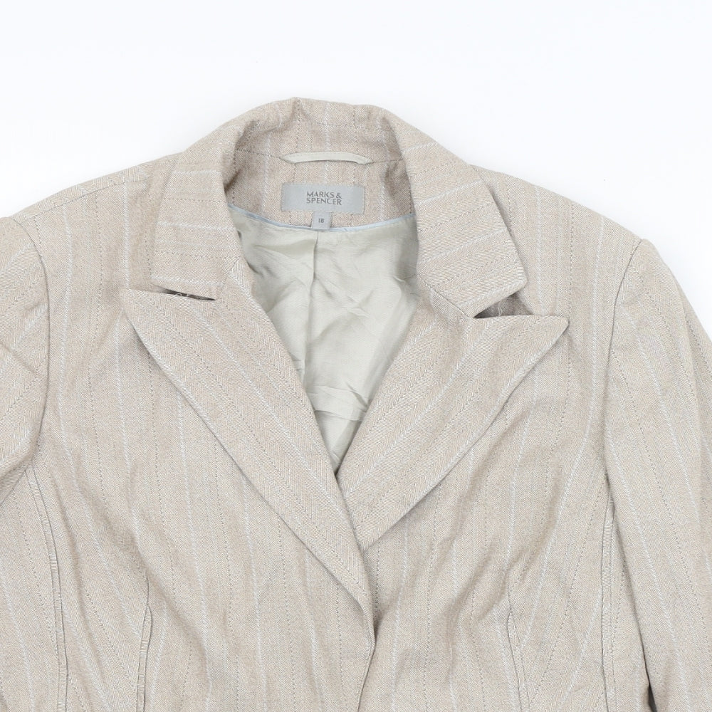 M&S Womens Beige   Jacket Blazer Size 18