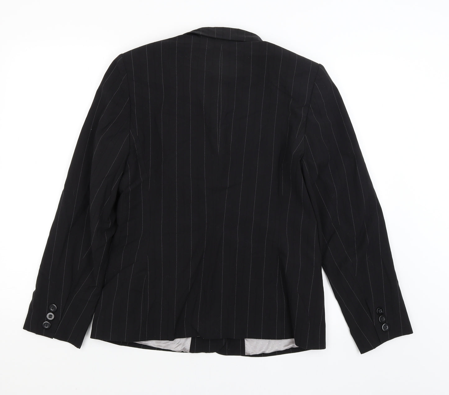 Collection Womens Black Striped  Jacket Blazer Size 14