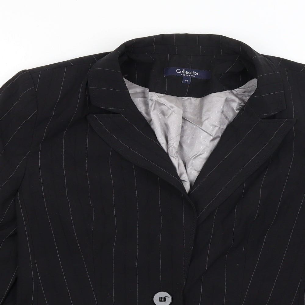 Collection Womens Black Striped  Jacket Blazer Size 14