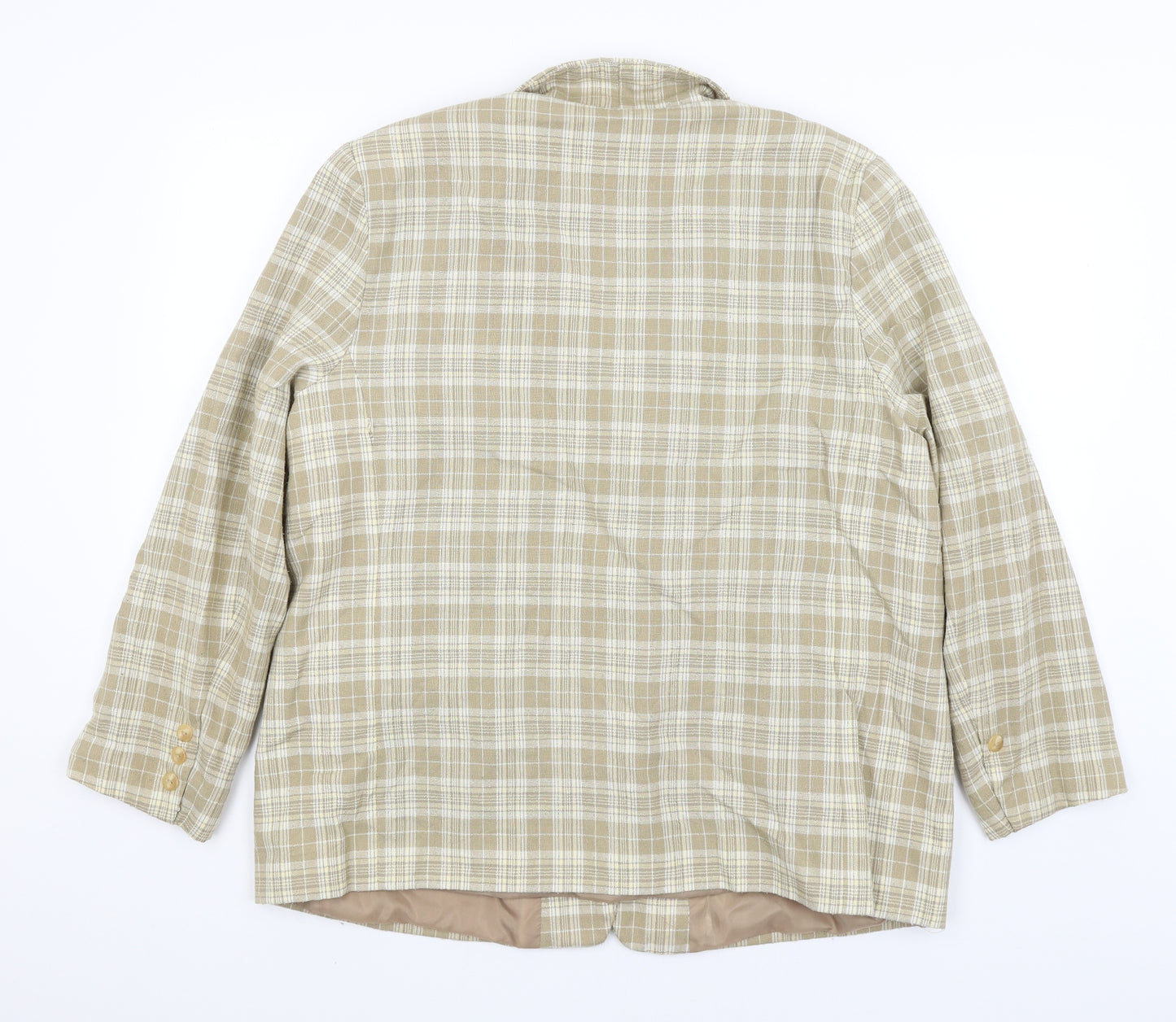 Bonmarche Womens Beige Plaid  Jacket Blazer Size 22