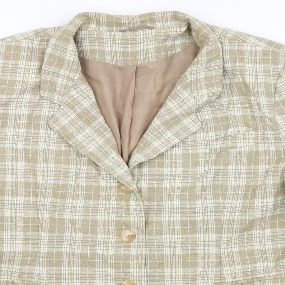 Bonmarche Womens Beige Plaid  Jacket Blazer Size 22