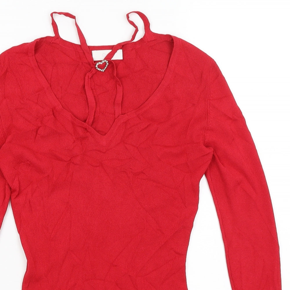 Evie Womens Red   Basic T-Shirt Size 12