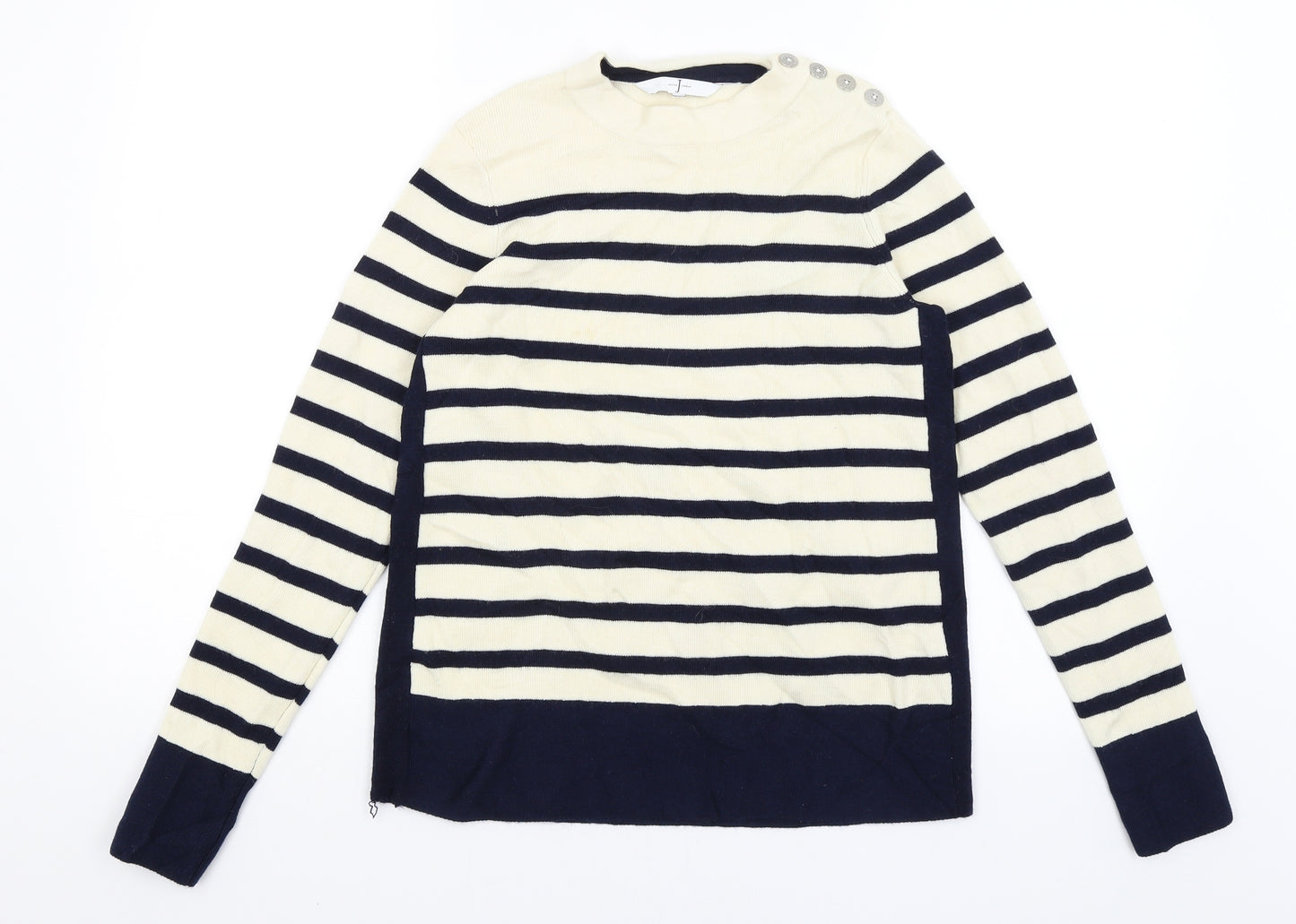 Jasper Conran Womens Ivory Striped  Pullover Jumper Size 10