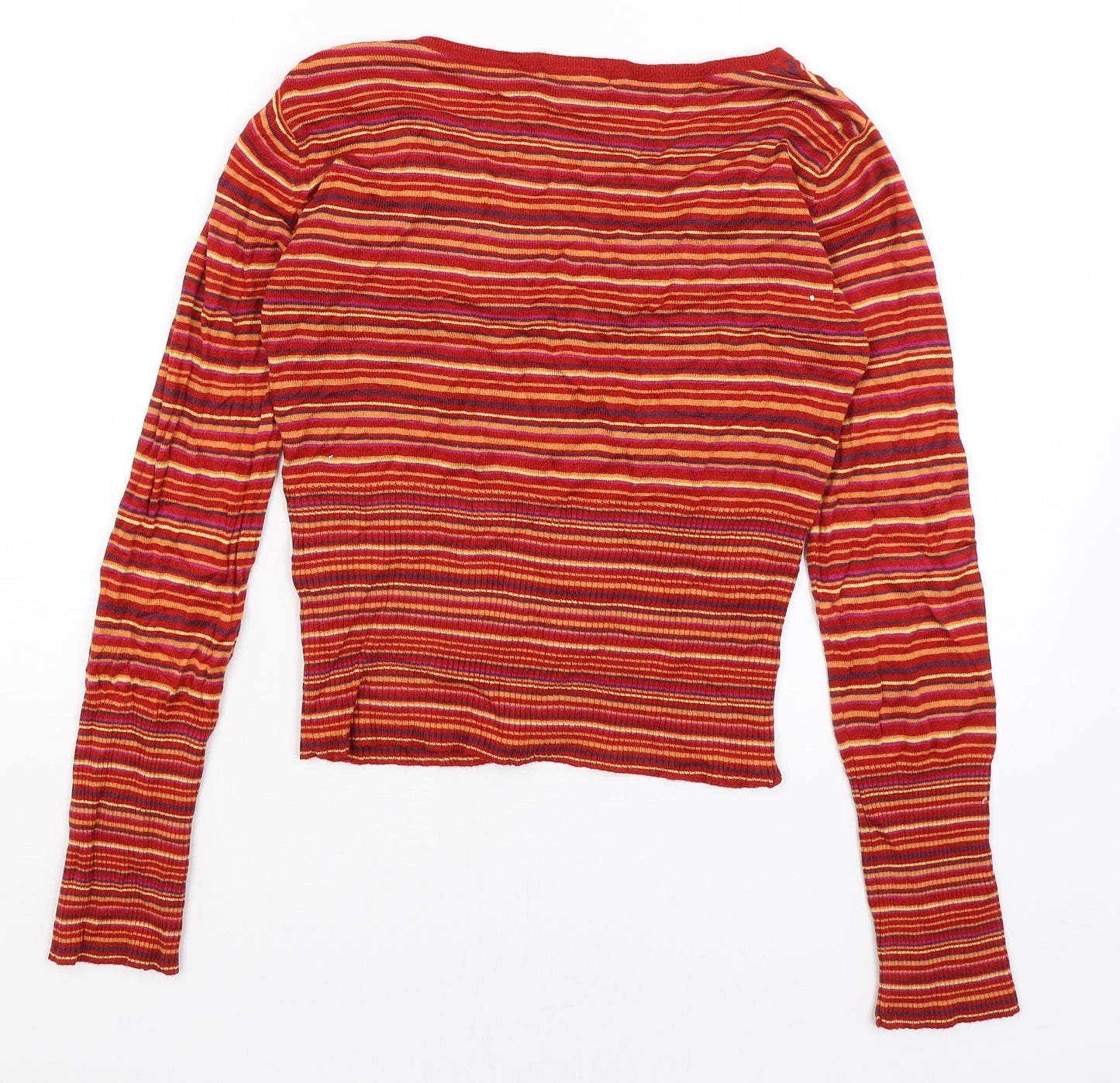 H&M Womens Red Striped  Cardigan Jumper Size S