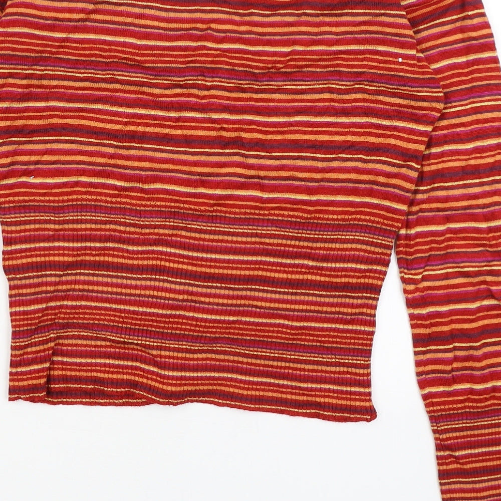 H&M Womens Red Striped  Cardigan Jumper Size S