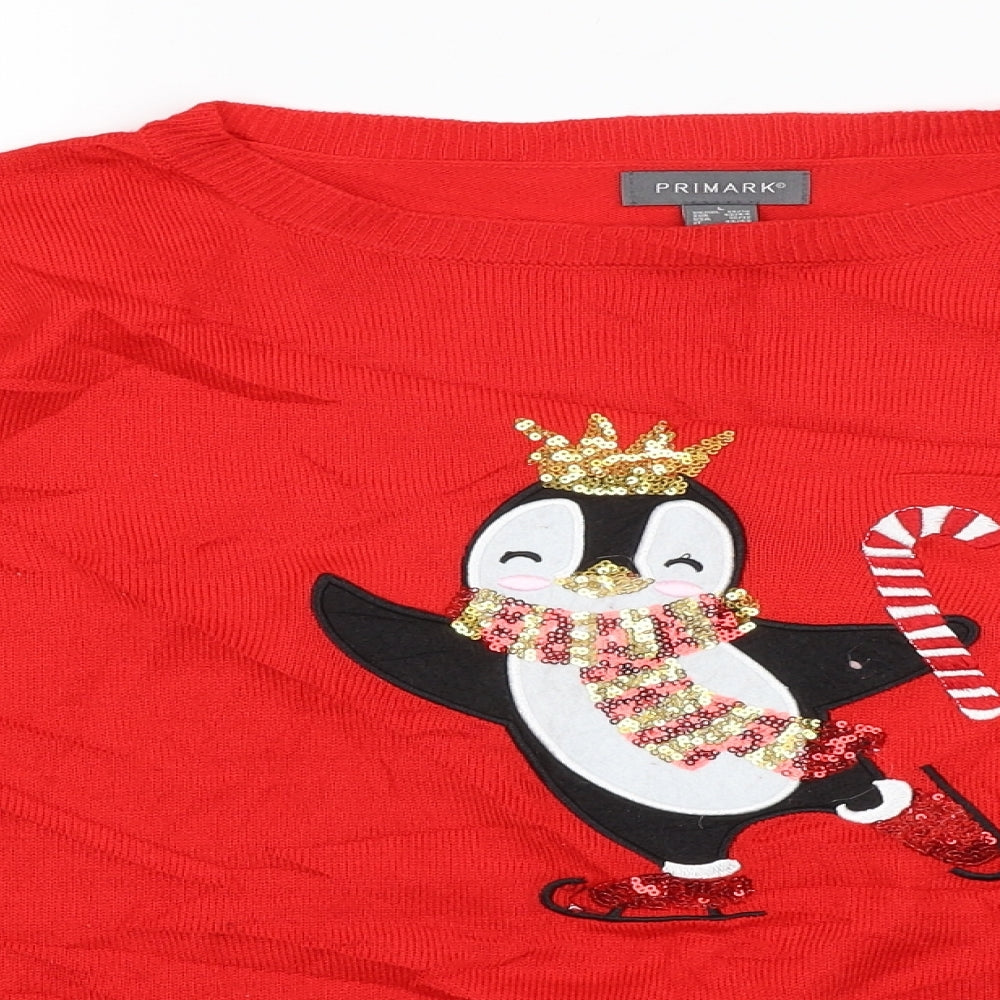 Primark Womens Red   Pullover Jumper Size 16  - Penguin
