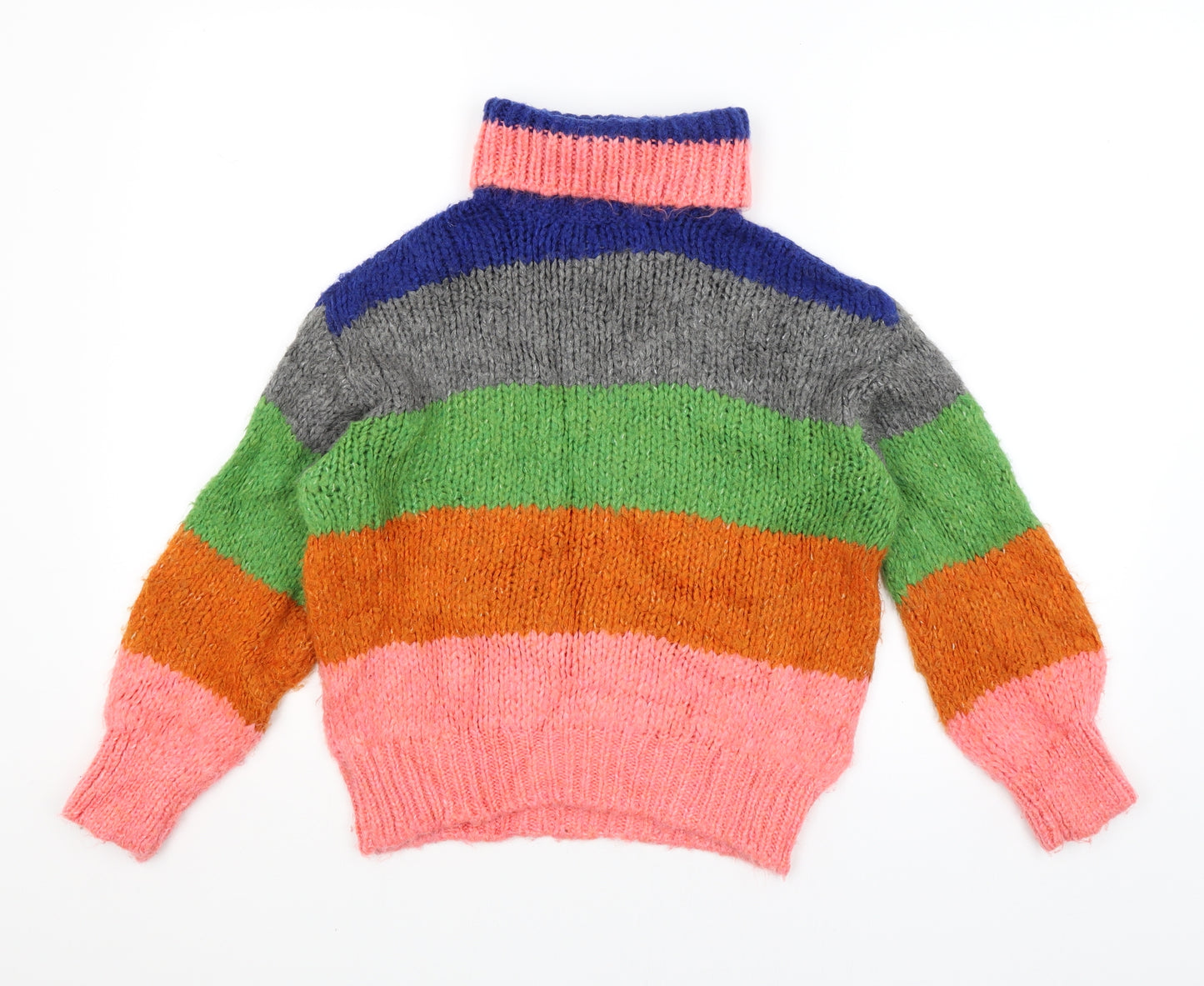 Zara Knit Girls Multicoloured Striped  Pullover Jumper Size 9-10 Years