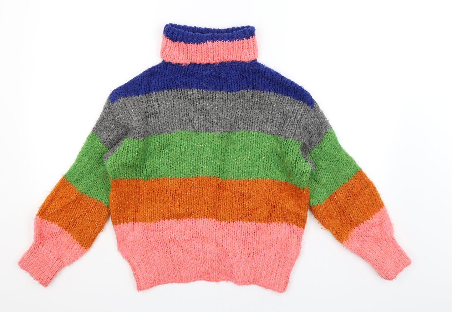 Zara Knit Girls Multicoloured Striped  Pullover Jumper Size 9-10 Years