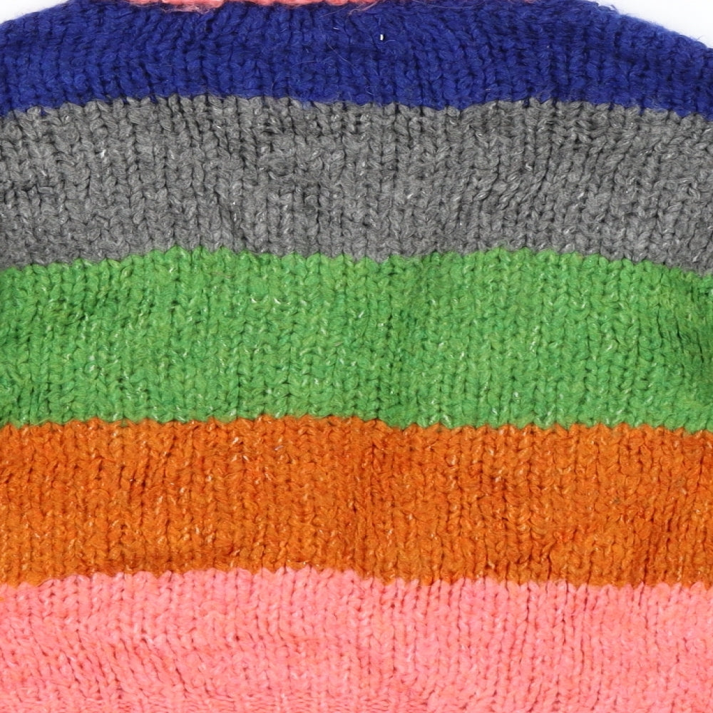 Zara Knit Girls Multicoloured Striped  Pullover Jumper Size 9-10 Years