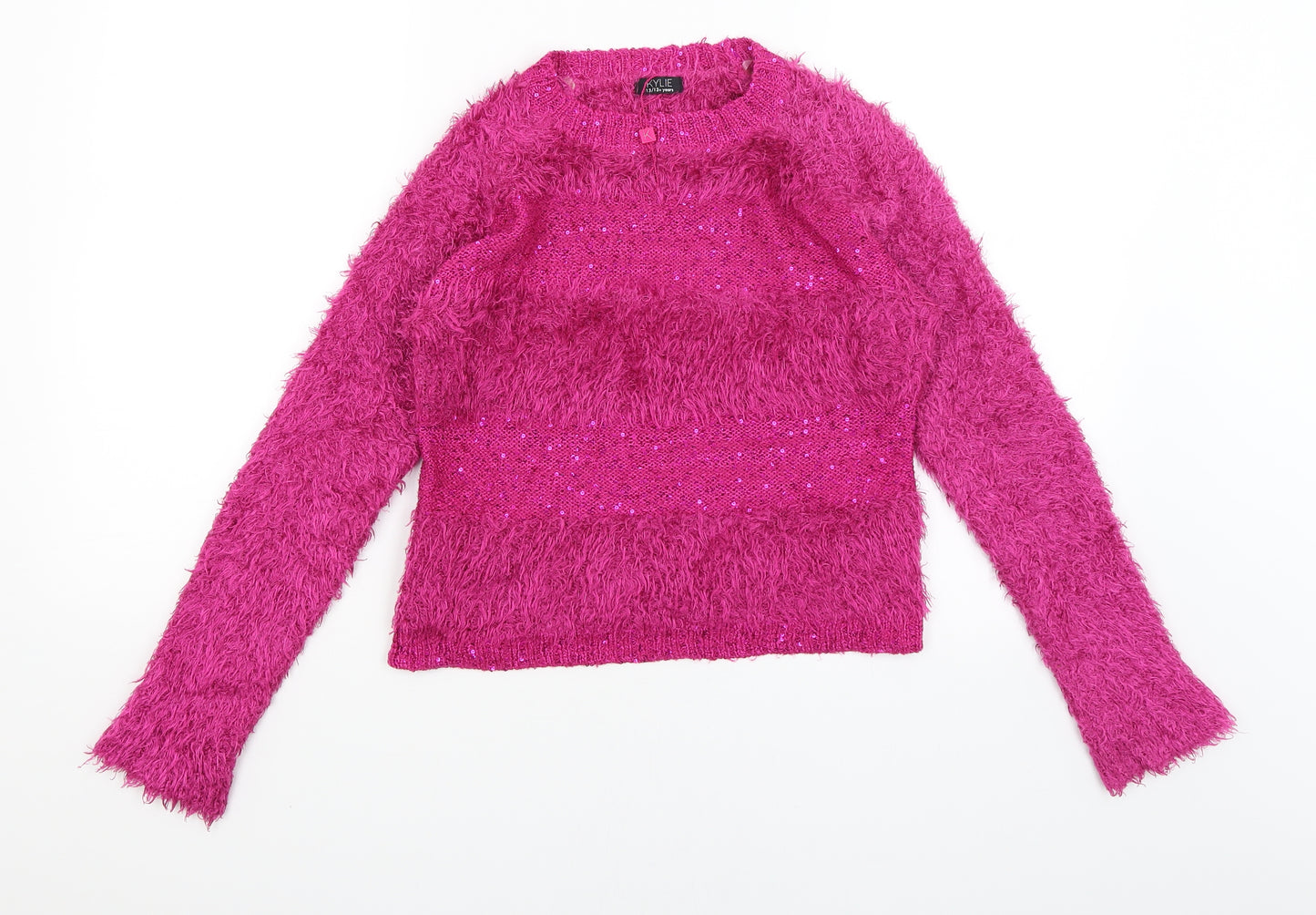 Kylie Girls Pink   Pullover Jumper Size 13 Years