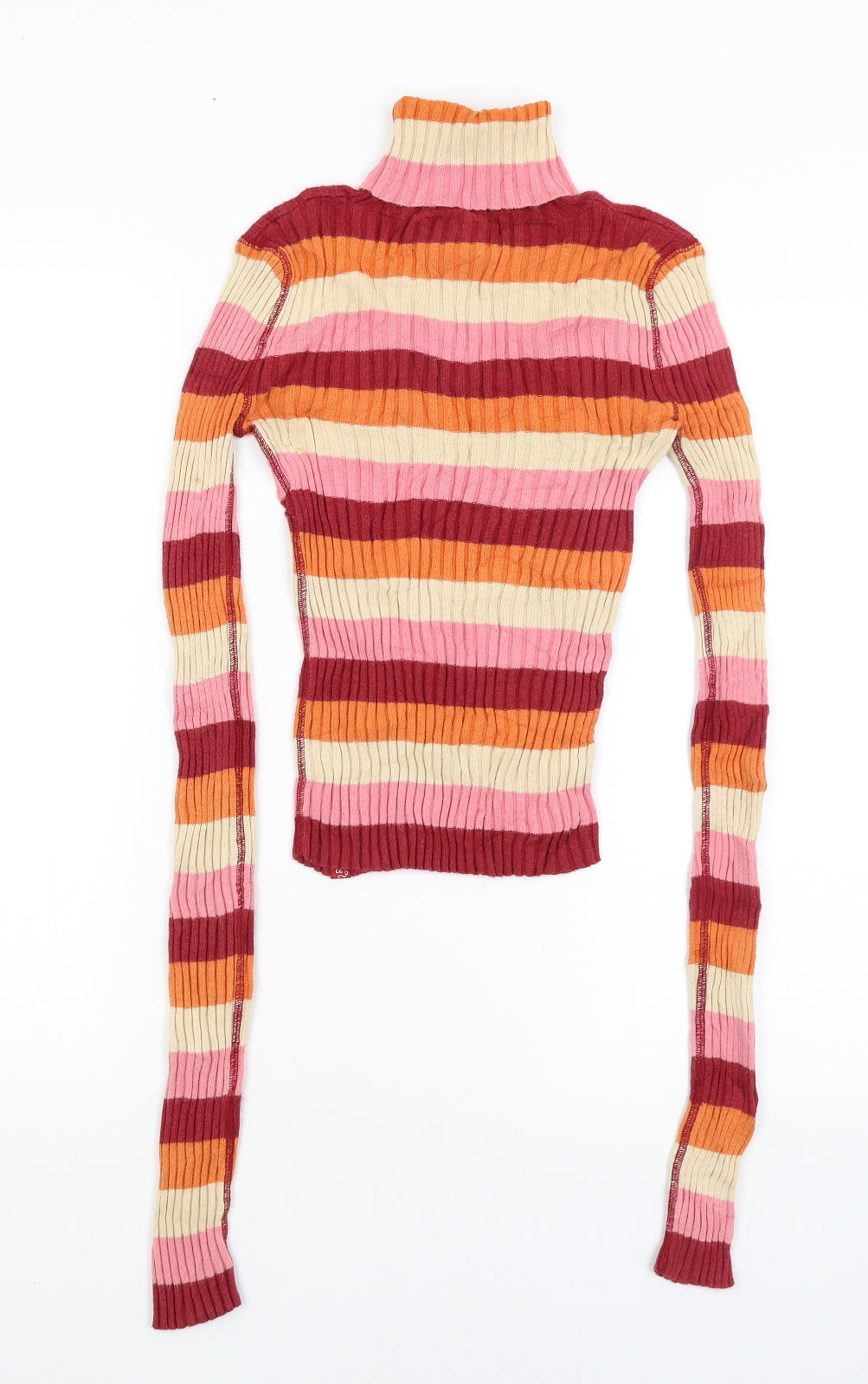 Abercrombie Womens Pink Striped  Basic T-Shirt Size L