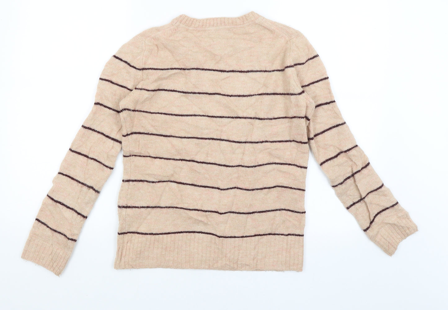 Massimo Dutti Womens Beige Striped  Pullover Jumper Size XS