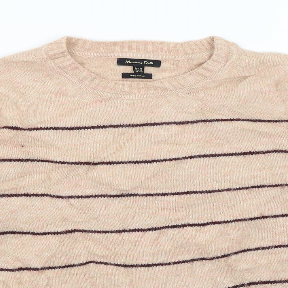 Massimo Dutti Womens Beige Striped  Pullover Jumper Size XS