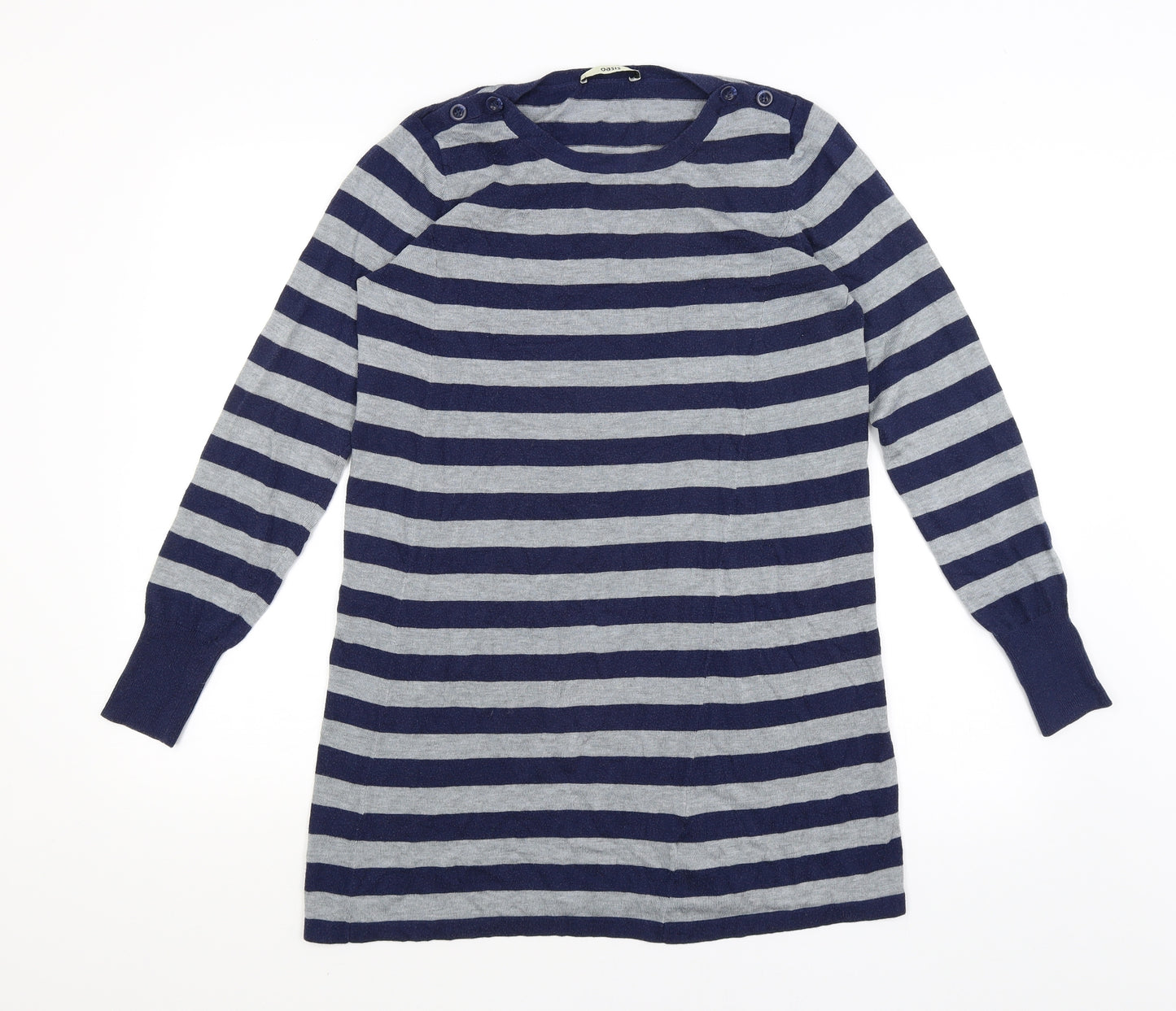 Oasis Womens Blue Striped  Basic T-Shirt Size M