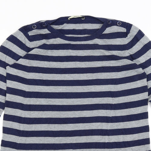 Oasis Womens Blue Striped  Basic T-Shirt Size M