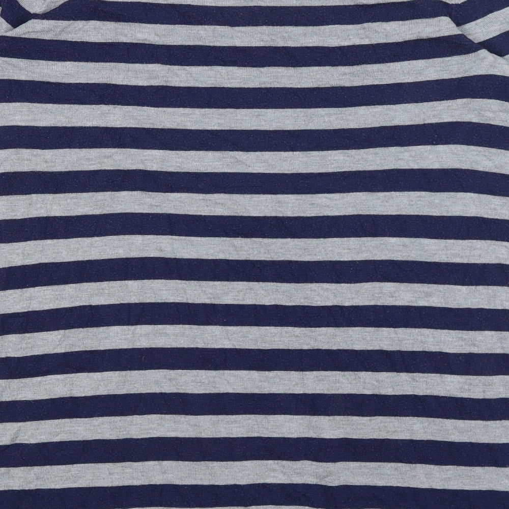 Oasis Womens Blue Striped  Basic T-Shirt Size M
