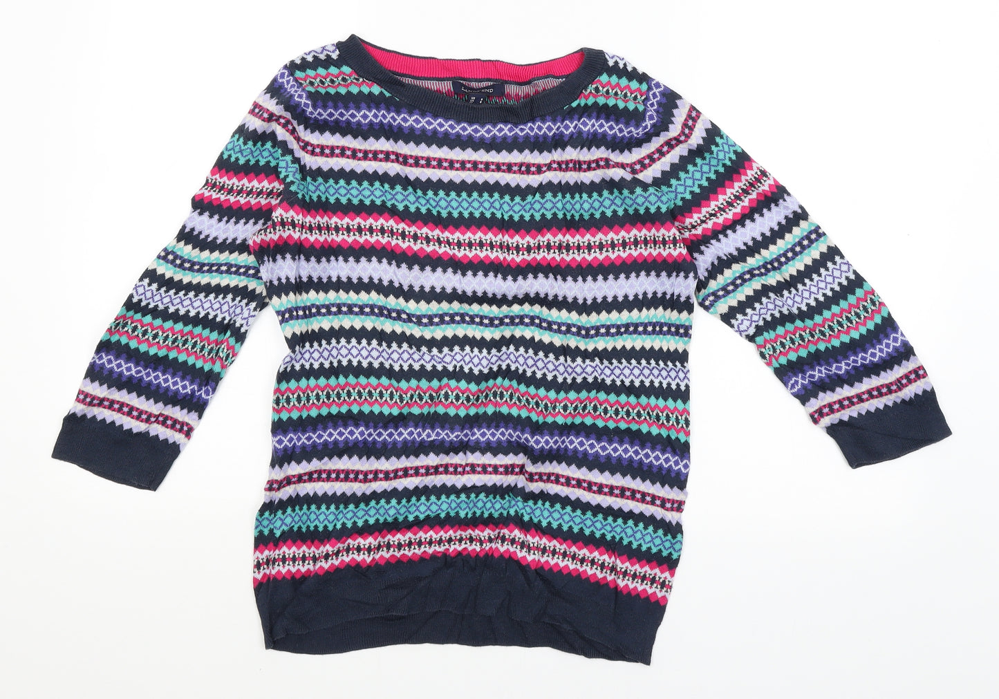 Lands End Womens Blue Geometric  Pullover Jumper Size S