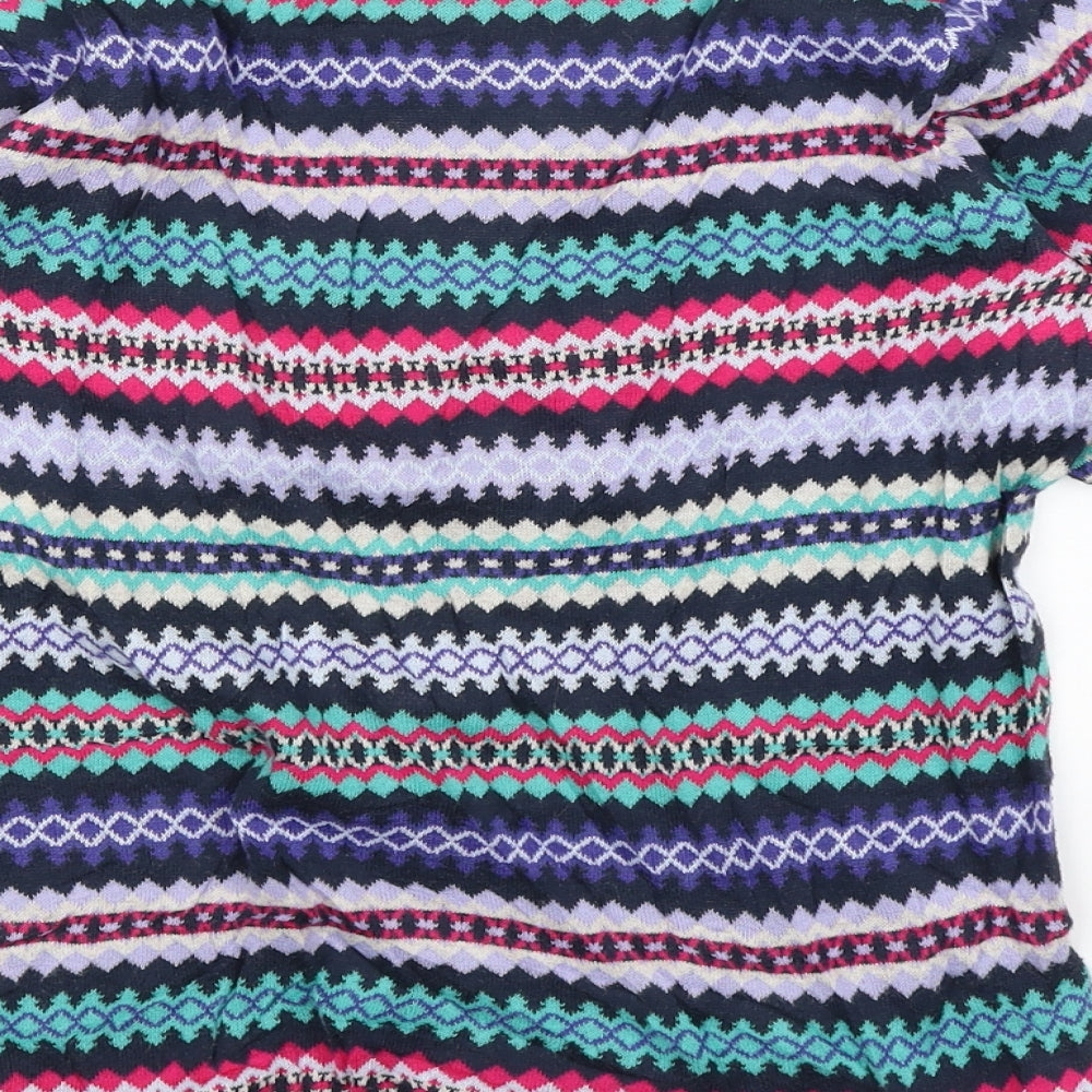 Lands End Womens Blue Geometric  Pullover Jumper Size S