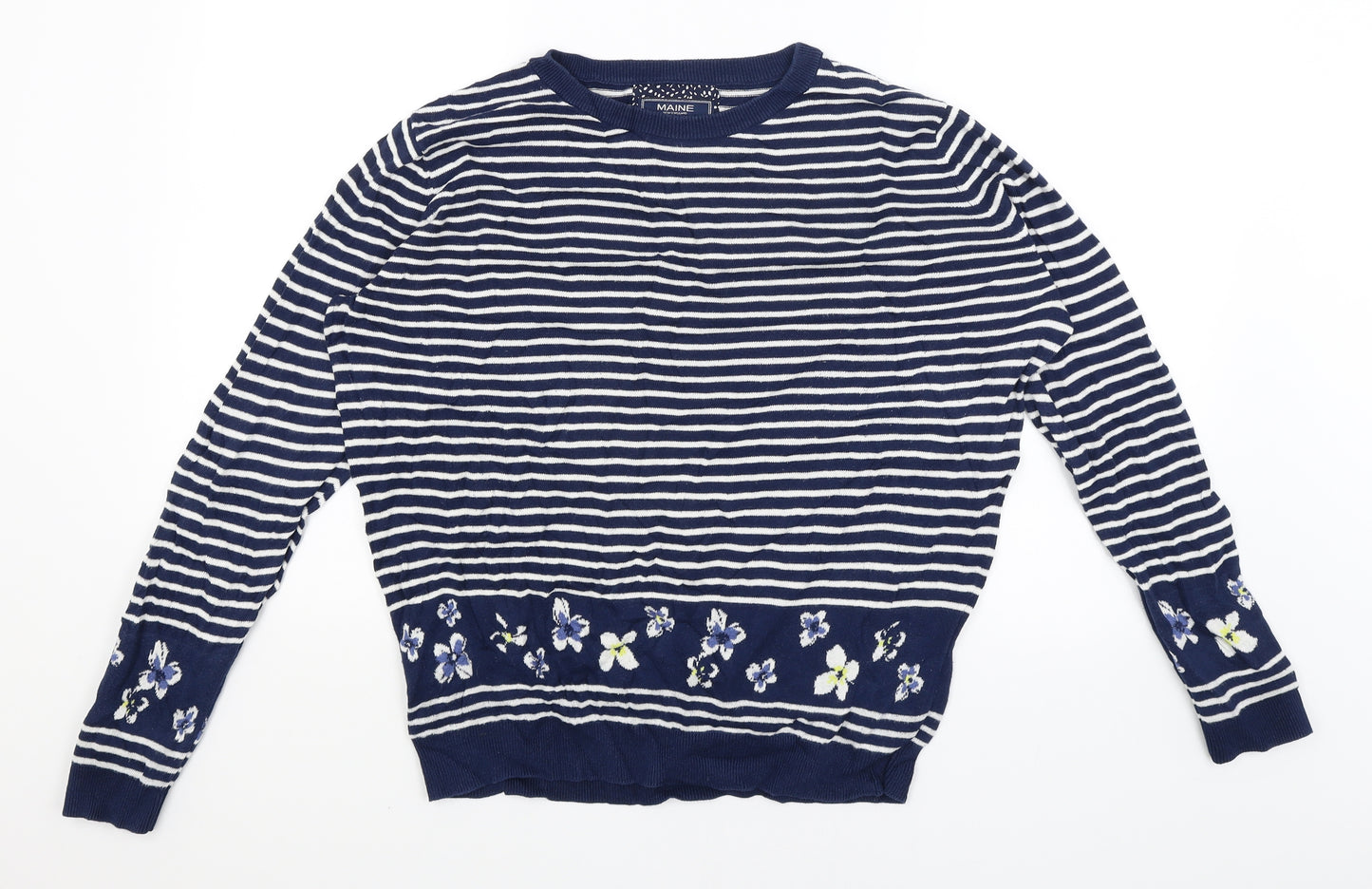 Maine Womens Blue Striped  Pullover Jumper Size 16