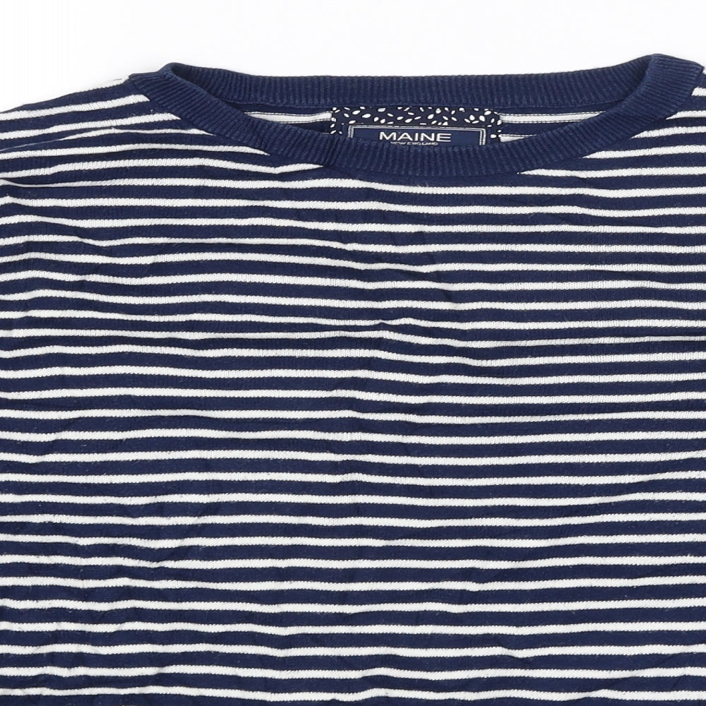 Maine Womens Blue Striped  Pullover Jumper Size 16