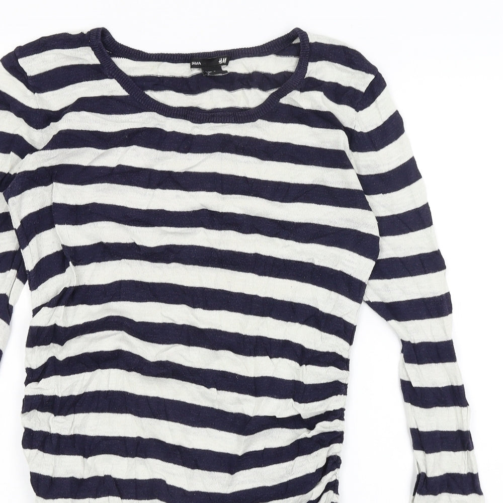 H&M Womens Blue Striped  Basic T-Shirt Size M