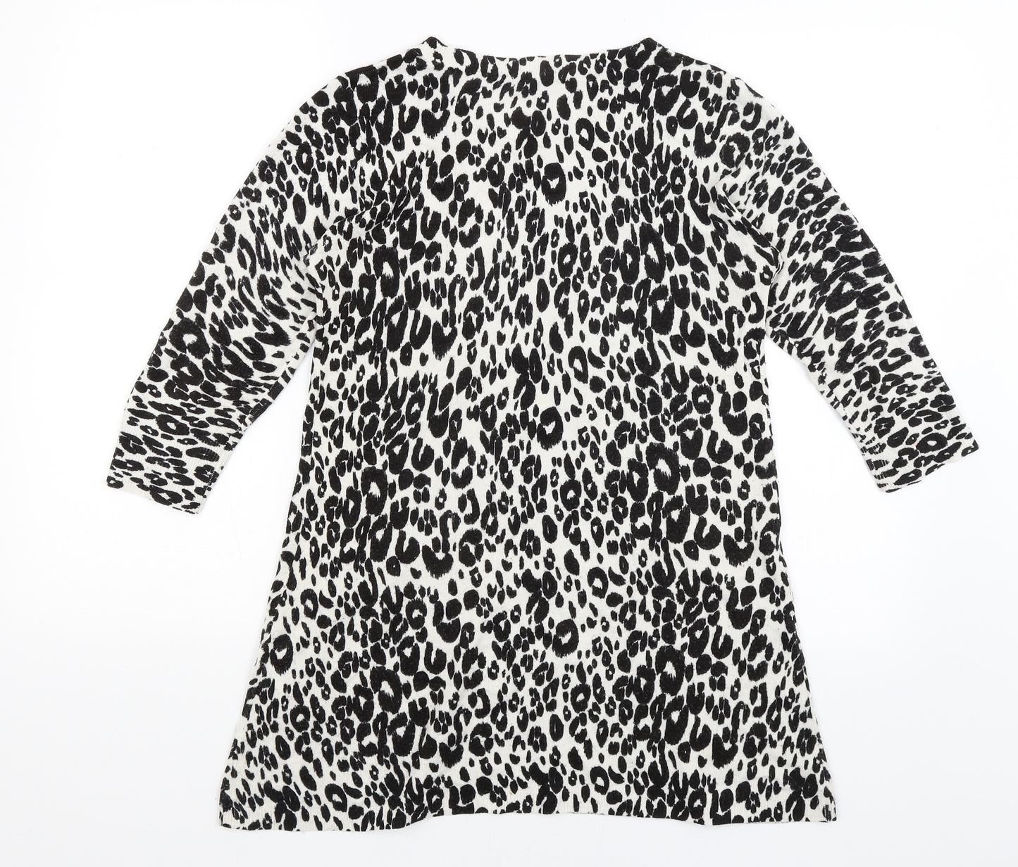 Papaya Womens Black Animal Print  Basic T-Shirt Size 12