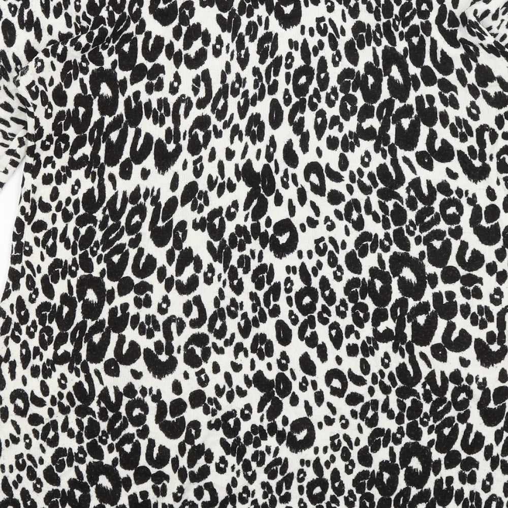 Papaya Womens Black Animal Print  Basic T-Shirt Size 12
